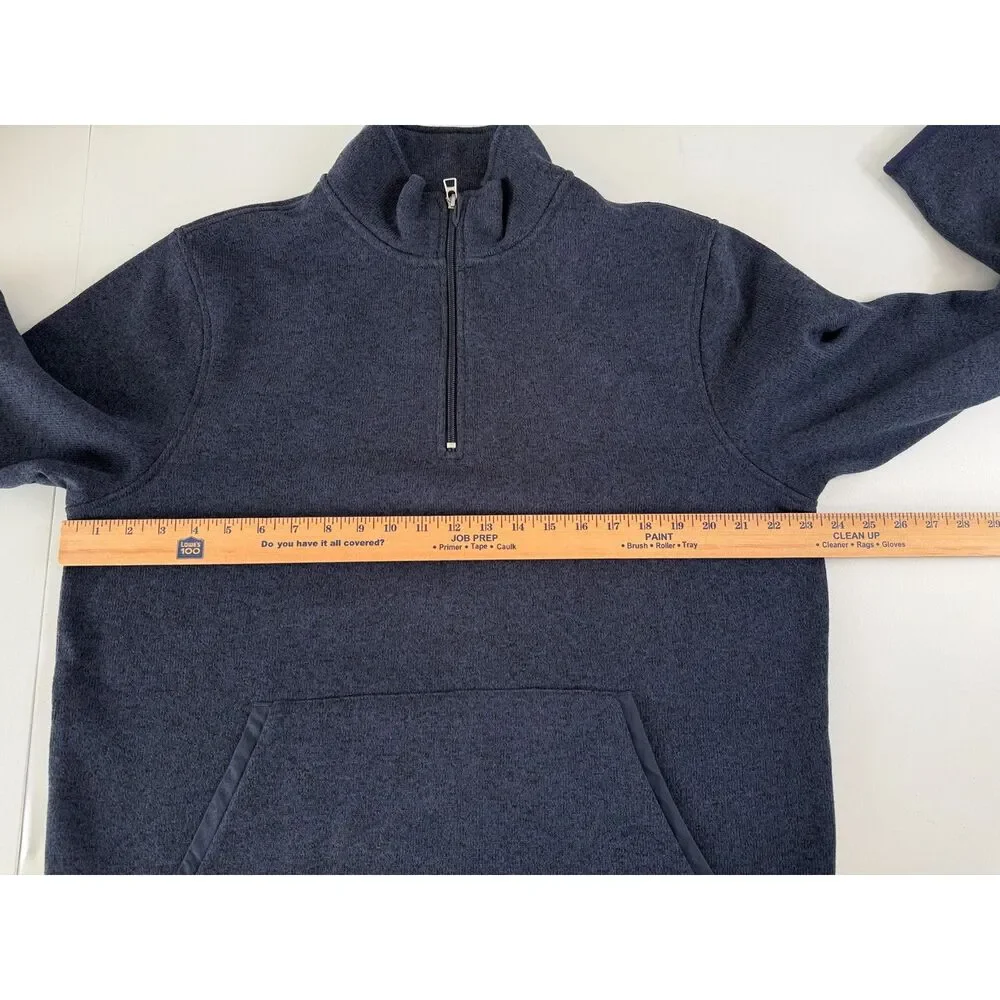 J Crew Mercantile Men's 1/4 Zip Sweater Fleece Pullover Jacket Navy Blue Size L